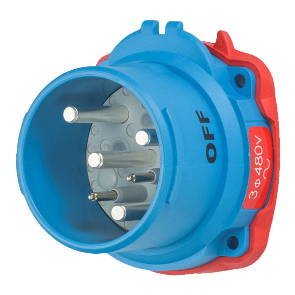63-68043-972-A155 - DSN60 INLET POLY BLUE SIZE 3 TYPE 4X IP 69 3P+G 60A 480 VAC 60 Hz +2 AUX WITH NO LOCKOUT HOLE